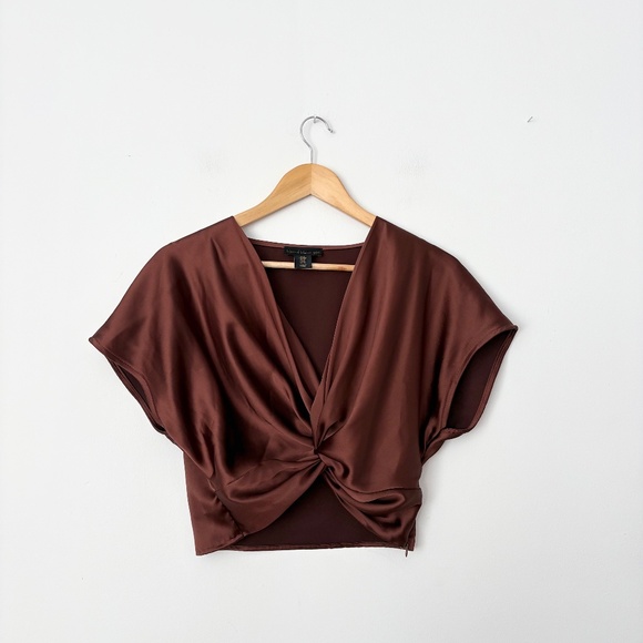 House of Harlow 1960 brown satin knotted top - Picture 3 of 6